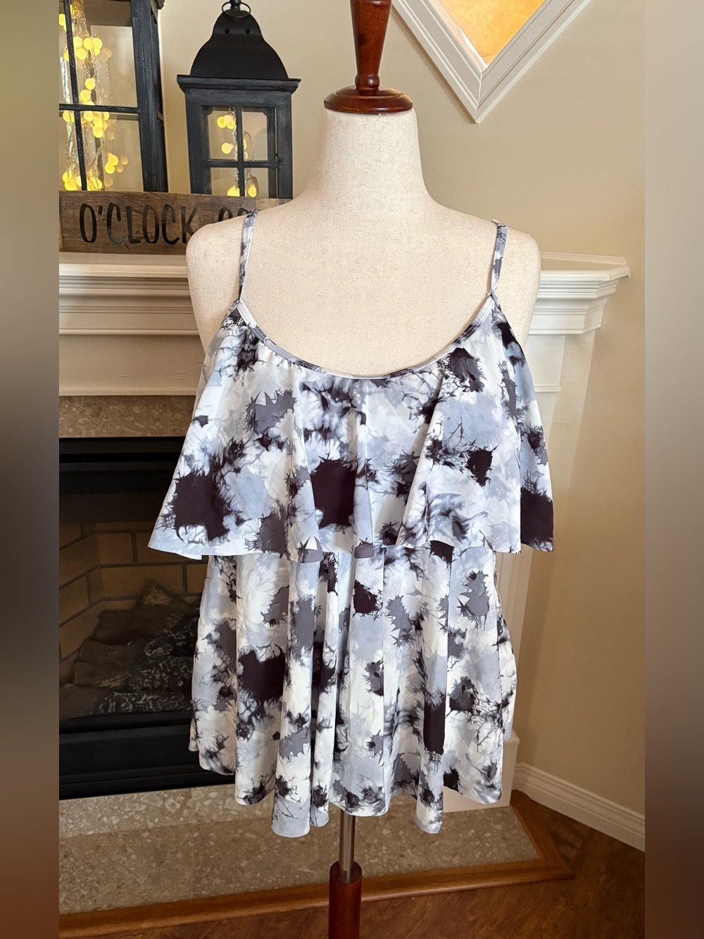 Tie-Dye Ruffle Tankini swim top
